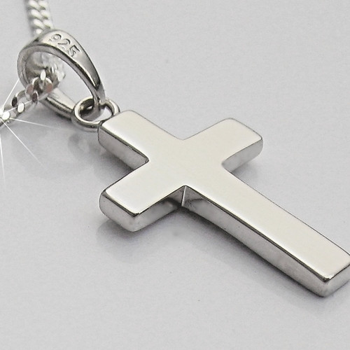 Kreuz anhänger mit kette echt - kreuz,