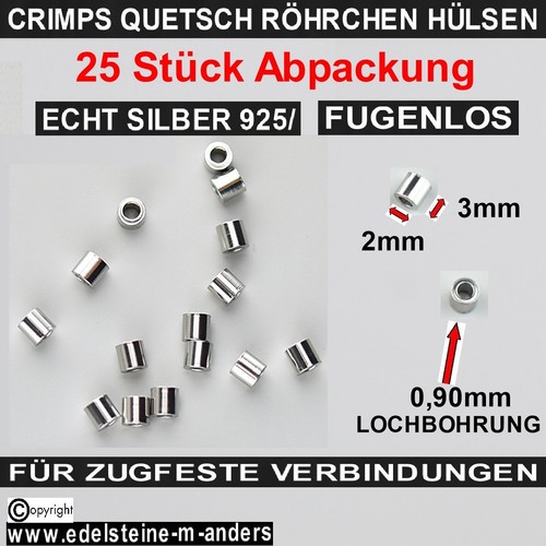 Echt silber quetschperlen - silber,